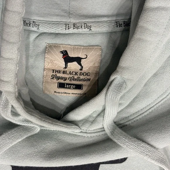 THE BLACK DOG LEGACY COLLECTION L BLUE PULLOVER HOODIE SEA FOAM GREEN Worn Twice - Picture 4 of 4